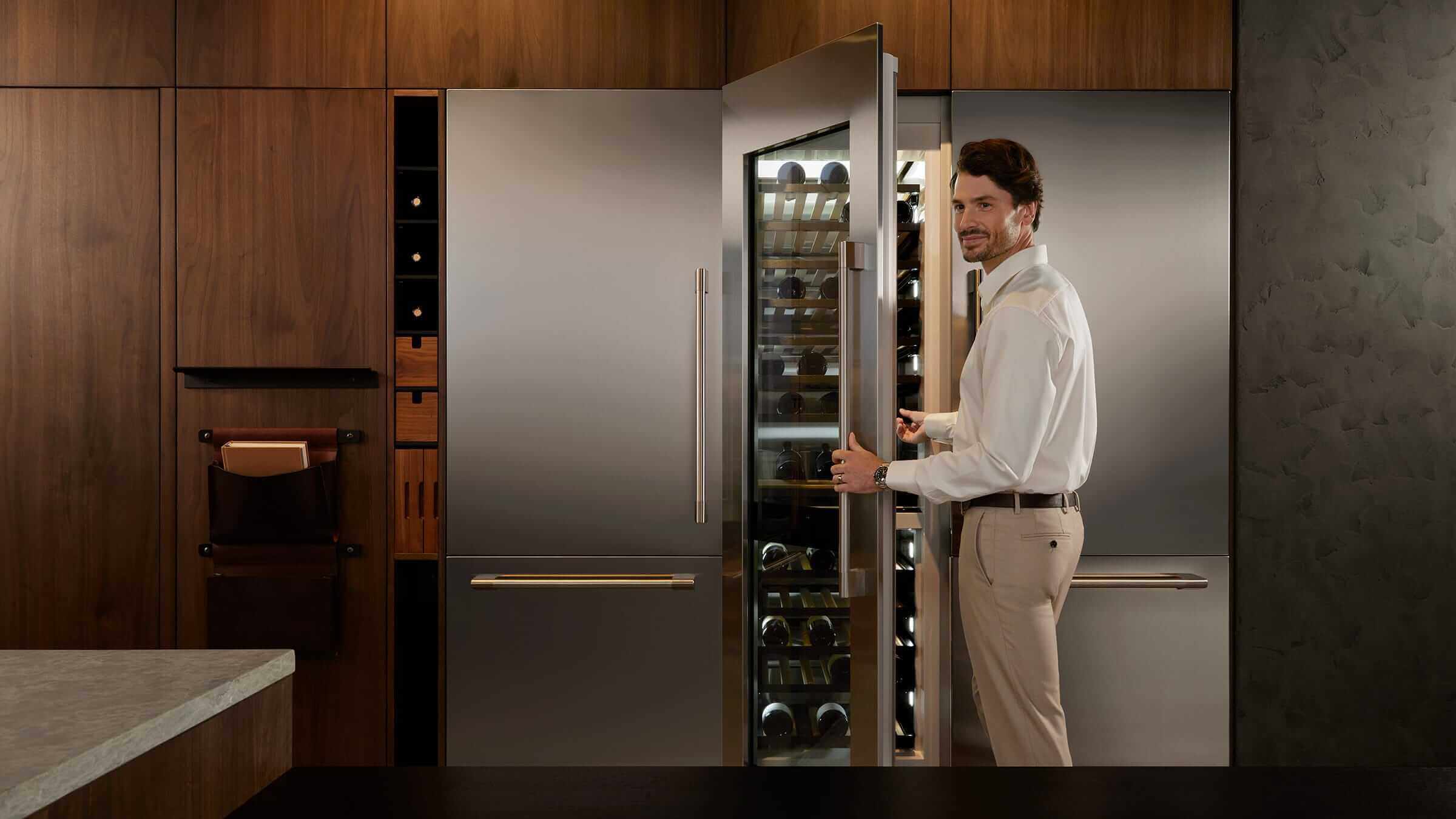 A wine column open and ready for entertaining