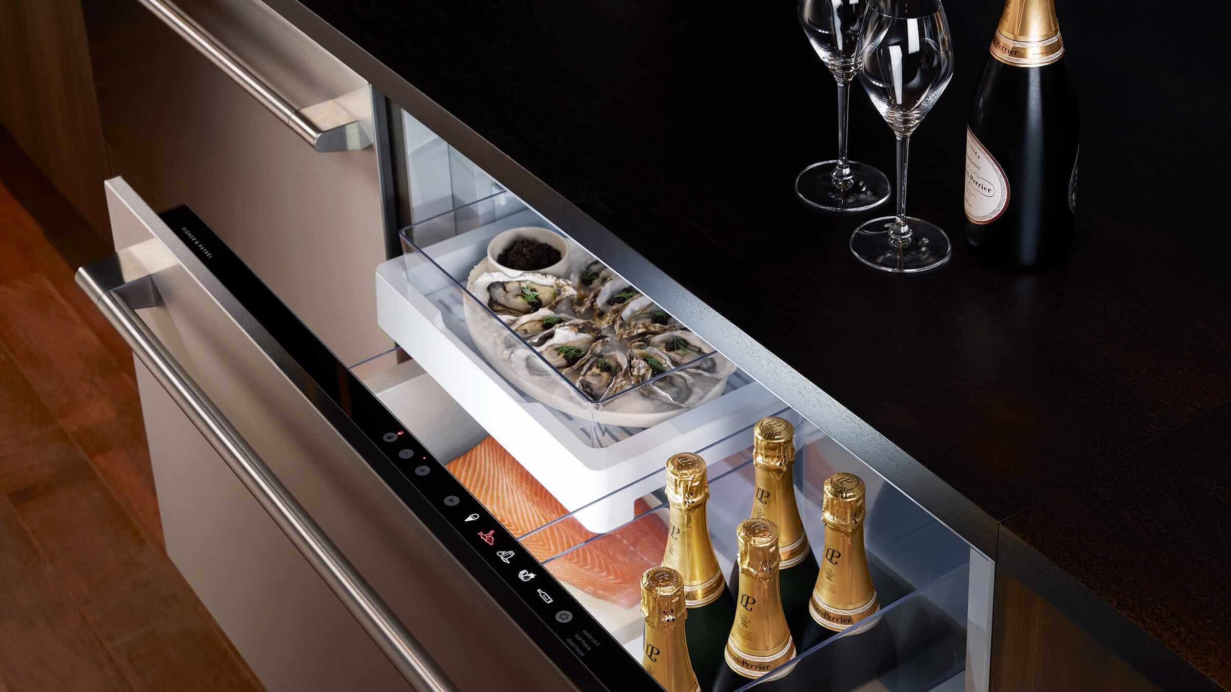 Undercounter refrigeration placed in an entertaining zone