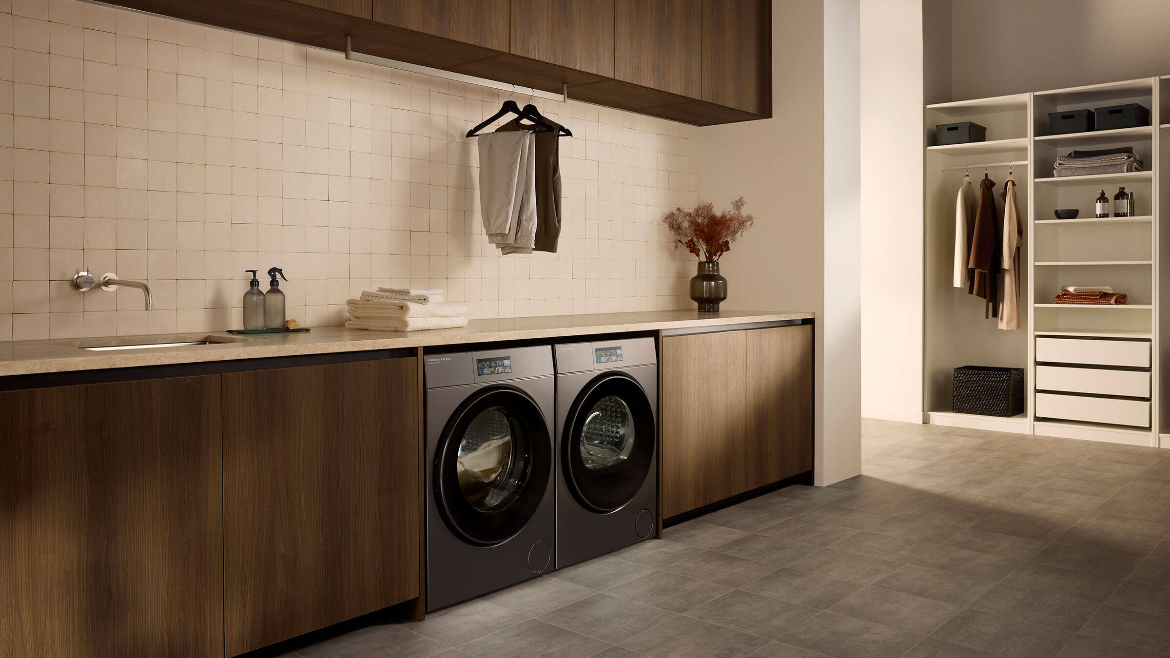 Synthetic contemporary washers and dryers