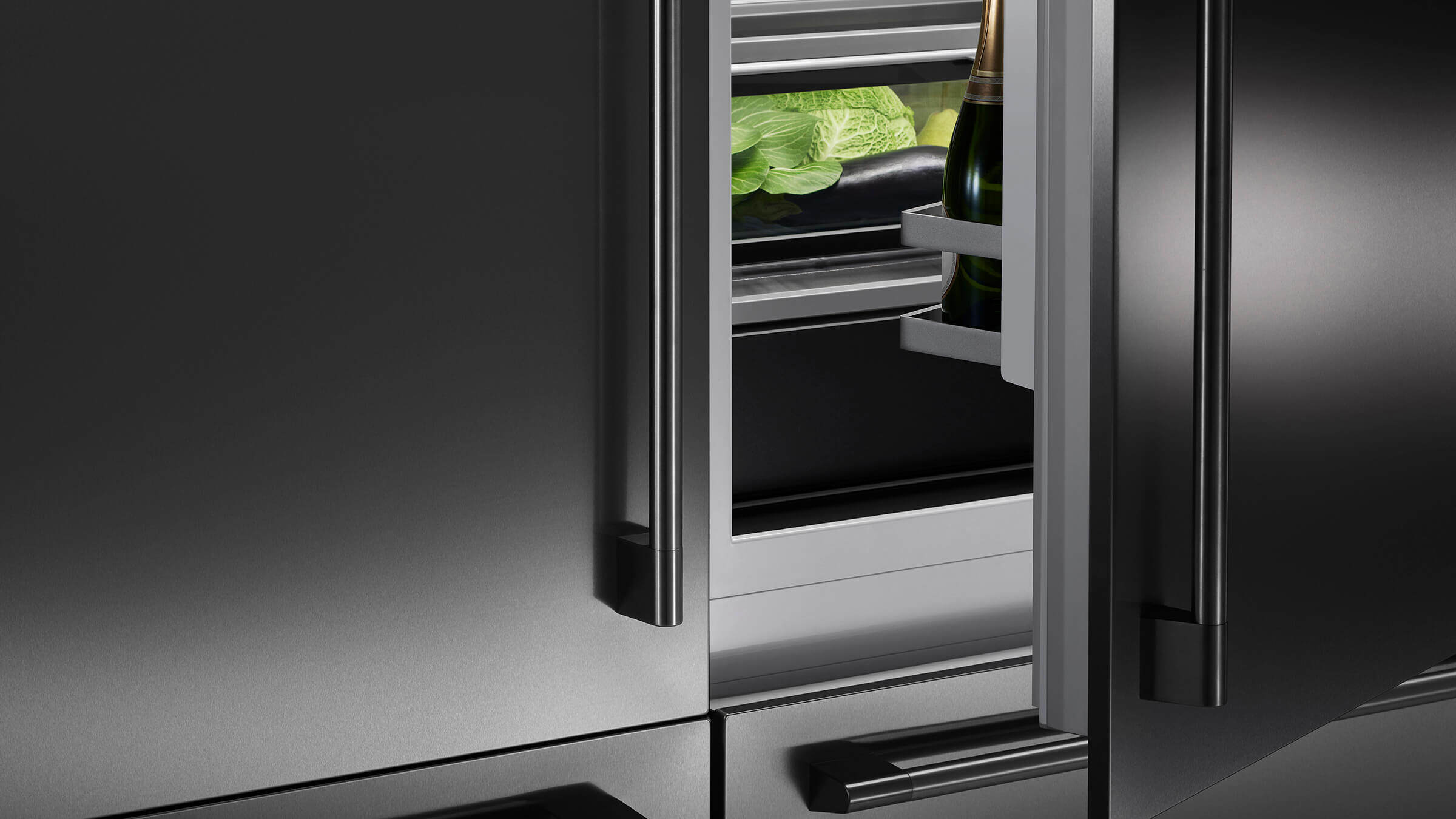 Detail of the durable hinges and high-quality build of a French Door refrigerator