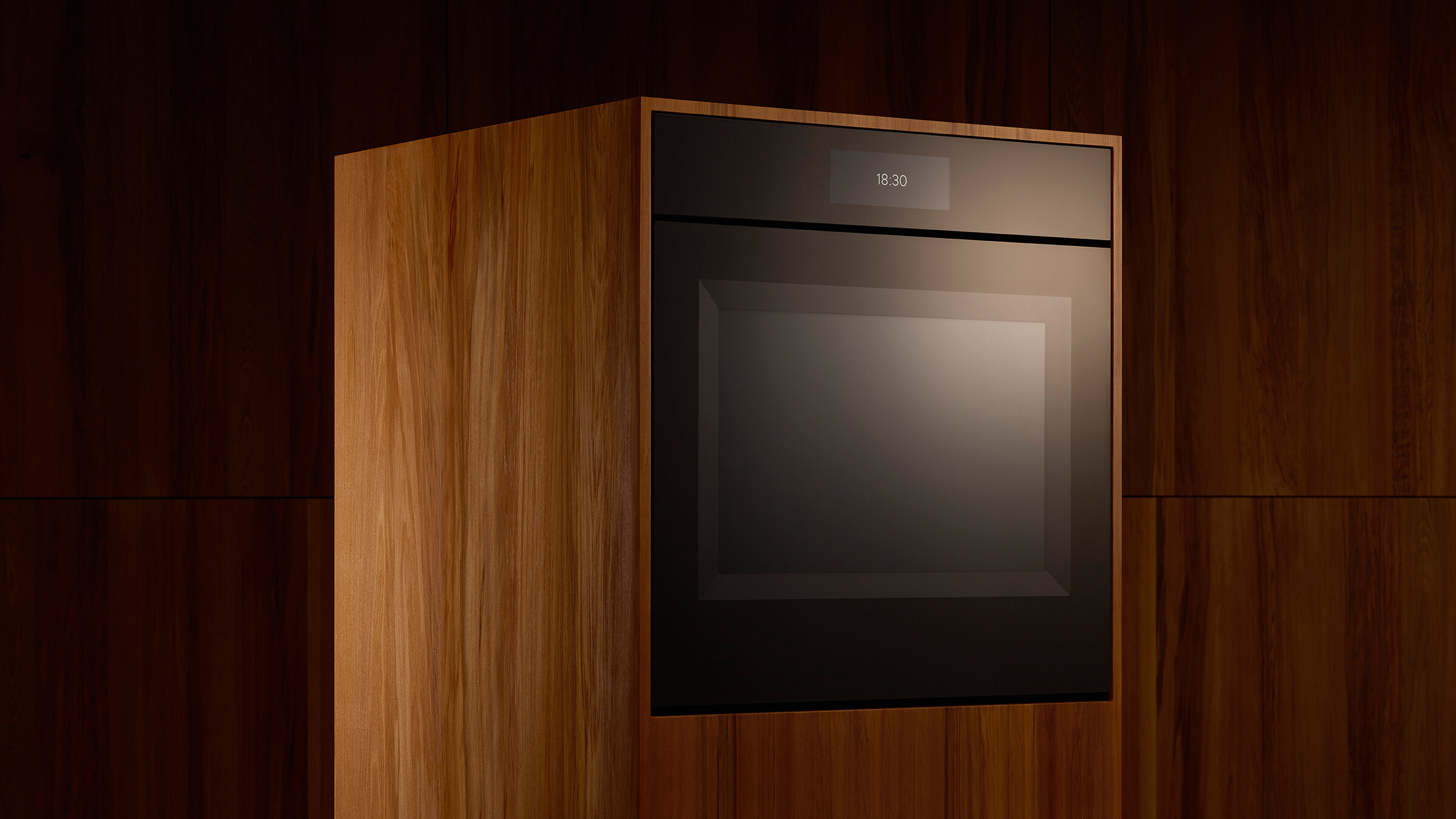 Fisher & Paykel black 60cm handleless oven shown insitu