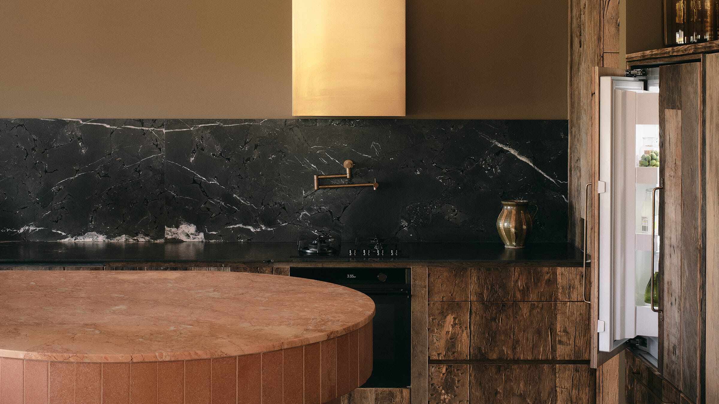 Shot of the kitchen and Fisher & Paykel Integrated Refrigerator-Freezer